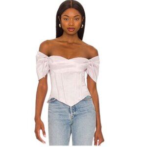 Off Shoulder Puff Sleeves Corset Top, Washed Lavender